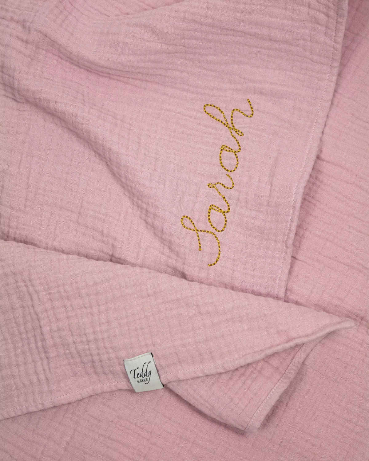 Hydrofiele doek oud-roze - oker romantische letters