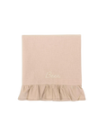 Afbeelding laden in galerijweergave, Ruffle laken beige - ecru romantische letters
