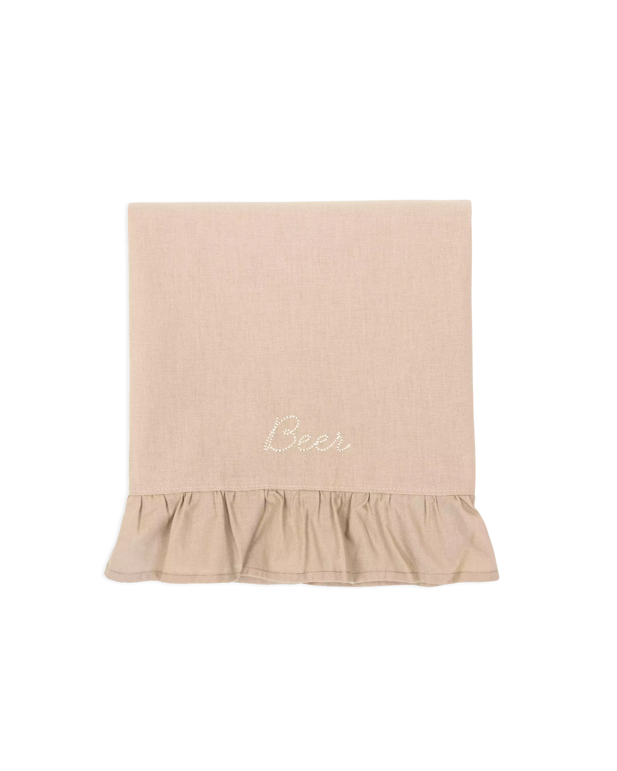 Ruffle laken beige - ecru romantische letters